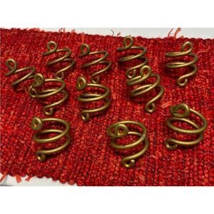 5/$65   Set of 11 Swirl‎ Napkin Rings Gold Brass Tone Metal Spring Look